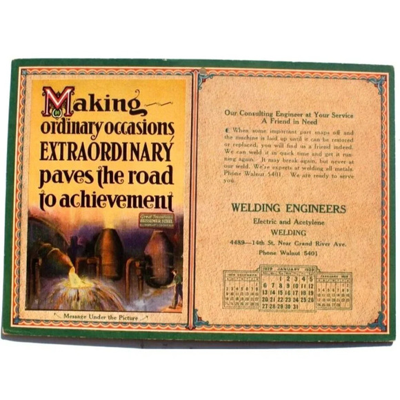 Vtg 1926 Welding Engineers Satisfactory Month Mailing Card Calendar Sample - Picture 1 of 2